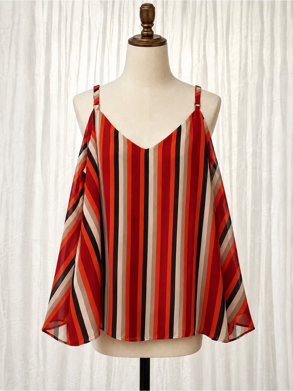 torrid Red and Black Striped V-Neck Camisole